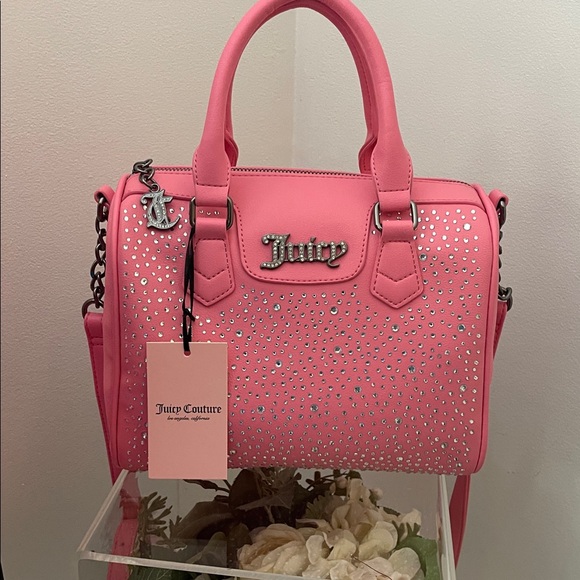 Juicy Couture Handbags - Juicy Couture Bubblegum Pink Crystal Embellished Satchel